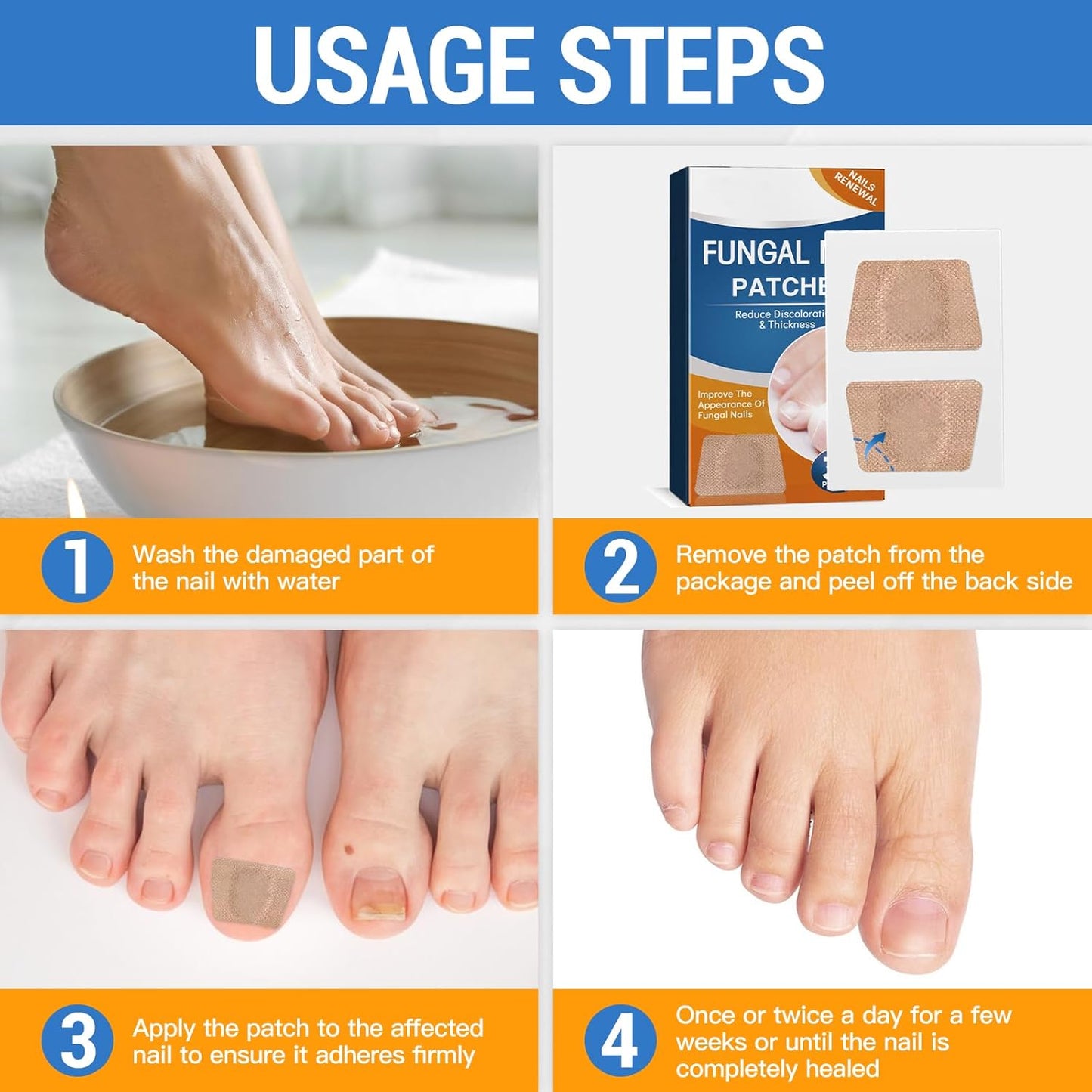 Extra-Strength Hydrogel Overnight Toenail Fungus Patches for Overnight Toenail Repair