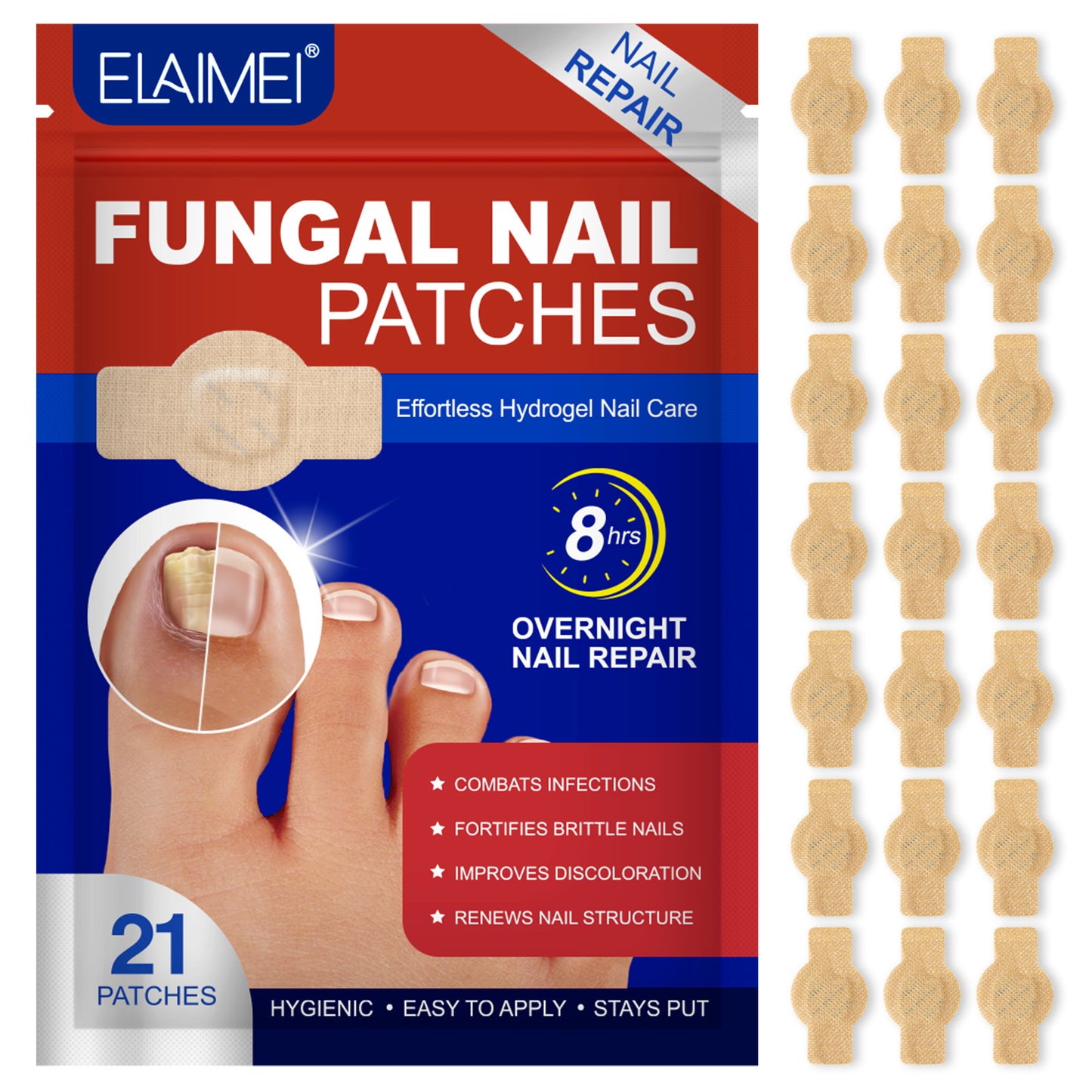 Extra-Strength Hydrogel Overnight Toenail Fungus Patches for Overnight Toenail Repair