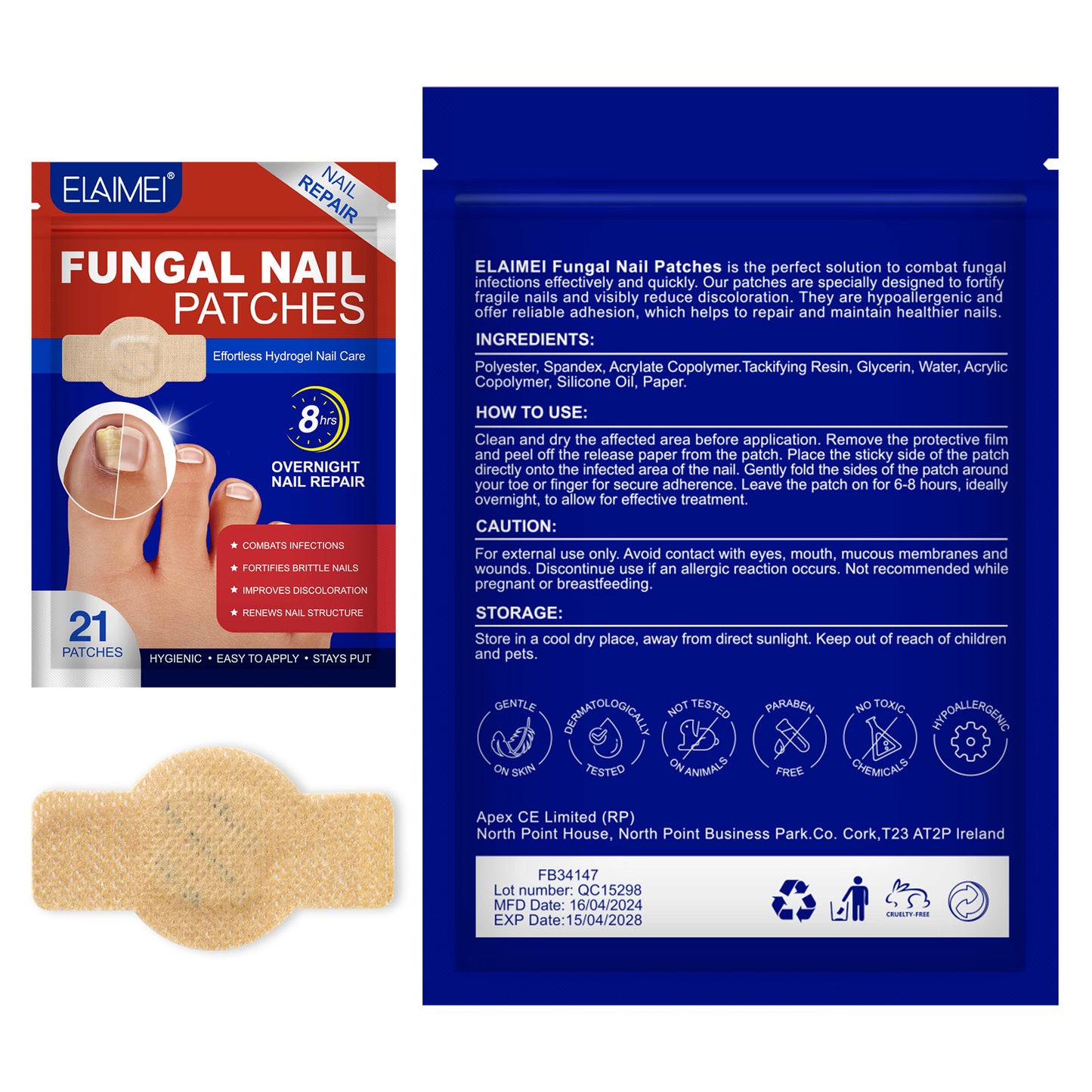 Extra-Strength Hydrogel Overnight Toenail Fungus Patches for Overnight Toenail Repair