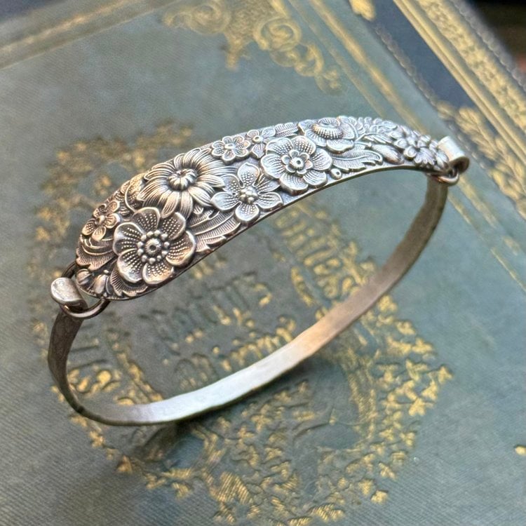 🔥LAST DAY 50% OFF✨Handmade Sterling Spoon Bangle - Crafted from Authentic Vintage Silverware