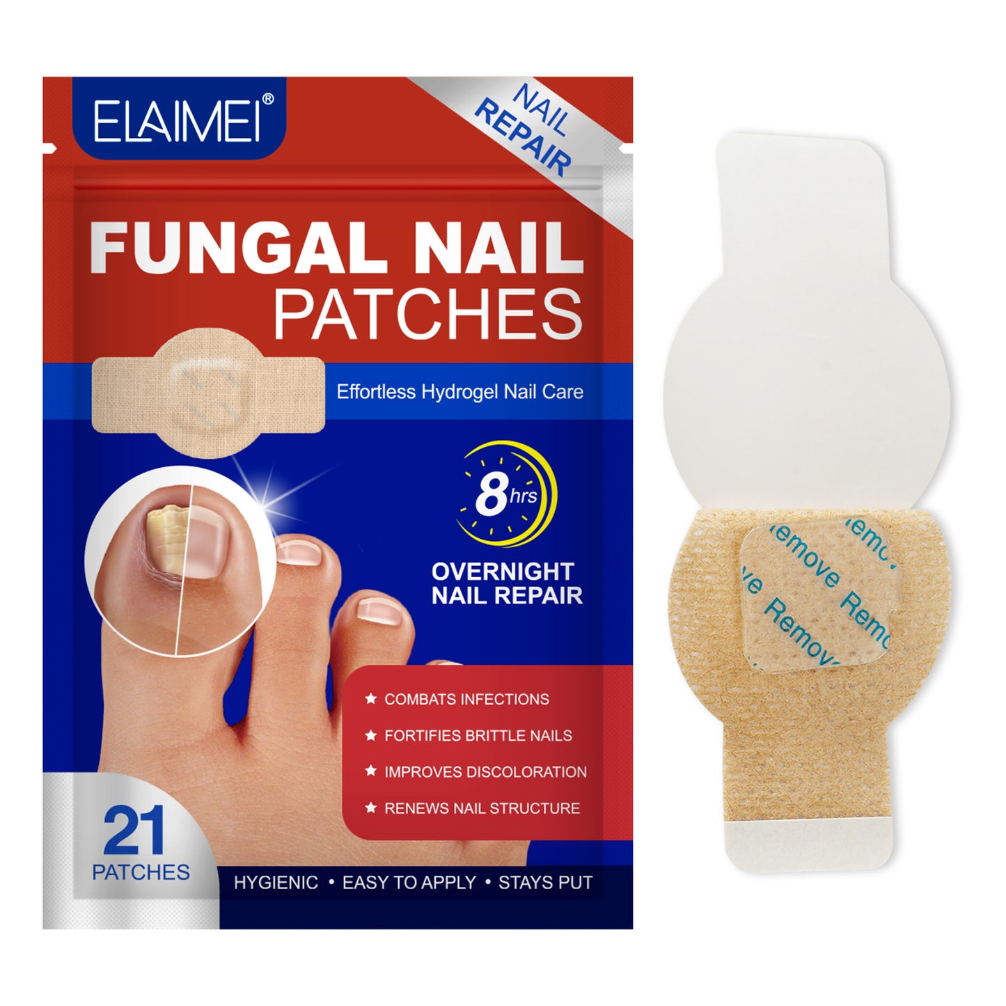 Extra-Strength Hydrogel Overnight Toenail Fungus Patches for Overnight Toenail Repair