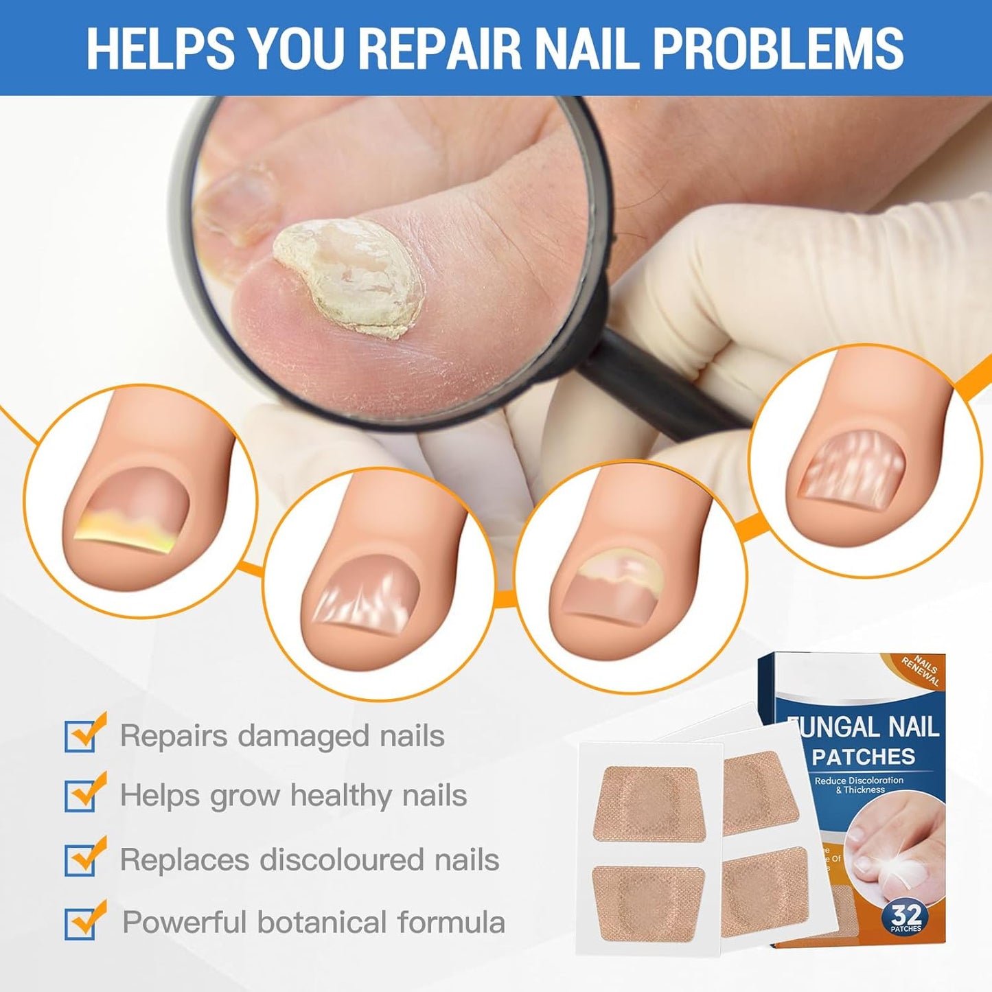 Extra-Strength Hydrogel Overnight Toenail Fungus Patches for Overnight Toenail Repair