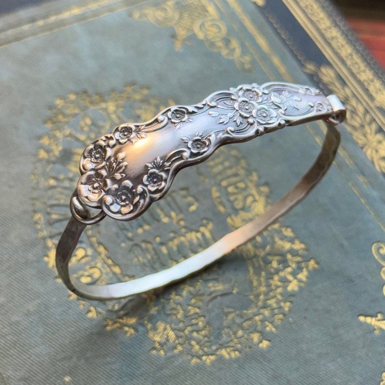 🔥LAST DAY 50% OFF✨Handmade Sterling Spoon Bangle - Crafted from Authentic Vintage Silverware