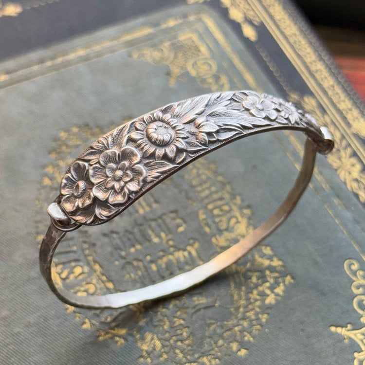 🔥LAST DAY 50% OFF✨Handmade Sterling Spoon Bangle - Crafted from Authentic Vintage Silverware